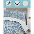 thumbnail image 4 of Quilts Twin Size Bedding Set, Blue Coral Coastal Lightweight Quilted Comforter, Ocean Nautical Seaside Beach Soft Reversible Bedspread Coverlet with Pillow Covers for All Season, 68" x 86", 4 of 7