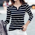 thumbnail image 3 of Kayannuo Fall Womens Shirts Long Sleeve Striped Round Neck Long Sleeve Tops Women Casual Women Plus Size Long Sleeve Linen Baggy Blouse Shirt Ladies Tunic Tops, 3 of 7