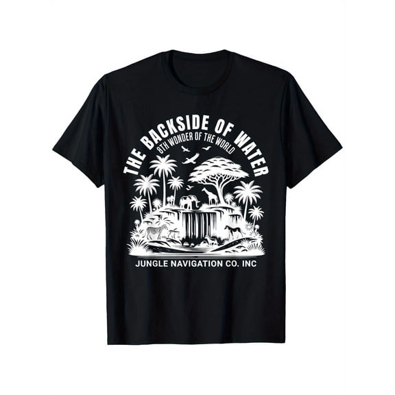 Backside of Water, Cruise Through The Jungle Theme Park Ride T-Shirt, Summer Casual And Comfortable T-Shirt, Fashionable Round Neck Short Sleeves, Comfortable And Versatile, 100% Cotton, S-XXXL