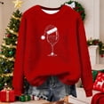 thumbnail image 5 of ClodeEU Women's Christmas Fleece Sweatshirt ,Cute Santa Claus Graphic Long sleeve Pullover Red 03,Womens Plus XXXXXL, 5 of 5