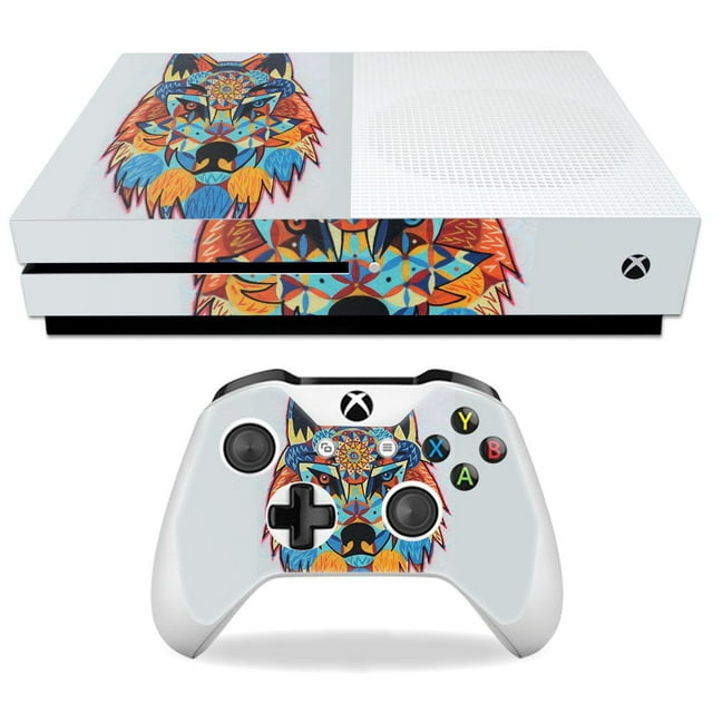MightySkins Skin Compatible with Microsoft Xbox One S - Patterned Wolf | Protective, Durable, and Unique Vinyl Decal wrap Cover | Easy to Apply, Remove, and Change Styles | Made in The USA
