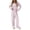 Pink, variant on Customization Women Solid Color Knit Jacquarded Long Sleeves Pants Pajamas Set