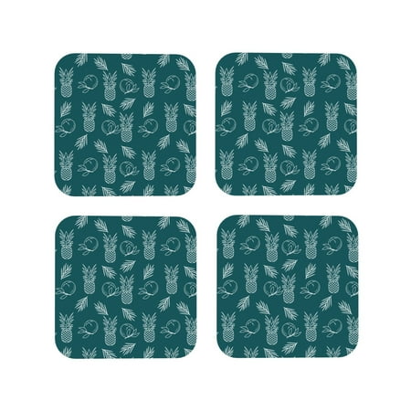 

Drink Coasters Set of 4 Tropical pineapple A Leather Coasters for Coffee Table Protector Heat Resistant Cute Coasters for Home Decor Housewarming Gifts Bar Kitchen 4 Inch Square