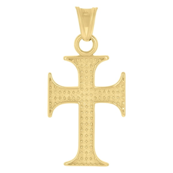 10kt Real Yellow Gold Mens Cross Religious Charm Pendant