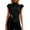 Black, variant on Womens Elegant Belted Tops Mock Neck Cap Sleeve Blouse Gold Buckle Waist Tie Self Tie Fitted Business Casual Office Work Shirt