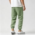 thumbnail image 4 of Havenx Cotton Linen Pants for Men Elastic Waist Drawstring Trousers with Pockets Cuffed Ankles Pants Lightweight Breathable Summer Relaxed Fit Clothes,Camouflage Green XL, 4 of 5