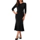 thumbnail image 2 of INSPIRE CHIC Vestido de cóctel de trabajo de mujer vintage ajustado con cola de pez y mangas 3/4 XL Negro, 2 of 6