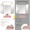 thumbnail image 2 of Makeup Mirror Vanity Mirror with Lights and Magnification, 3 Color Lighted Cosmetic Trifold Mirror with 72LEDs Touch Control(Pink), 2 of 8