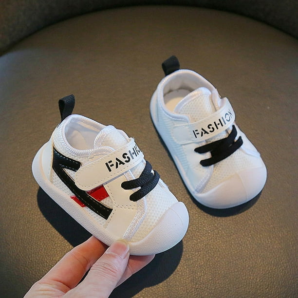 Puntoco Nuevos Zapatos De Suela Blanda Para Niños Medianos Y Grandes, Zapatos Para Bebés Y Niños Pequeños, Zapatos De Malla Con Velcro, Zapatillas De Deporte Para Niñas, Negro 21
