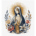 thumbnail image 2 of Virgin Mary With Roses And Flowers Women's White Crew Neck Short Sleeve Crop Tee-XS, 2 of 3