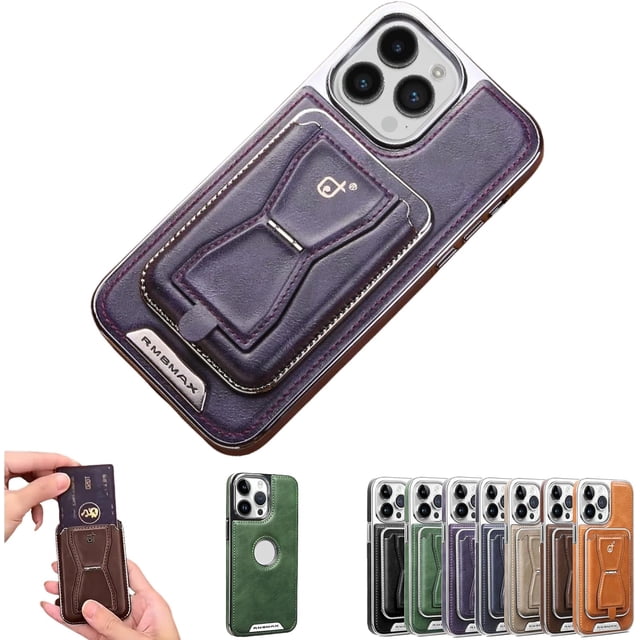 Adecuado para iPhone15 Series Invisible plegable soporte magnético tarjeta bolsa teléfono caso para iPhone 14 13 Pro Max (marrón oscuro, para iPhone14Pro)