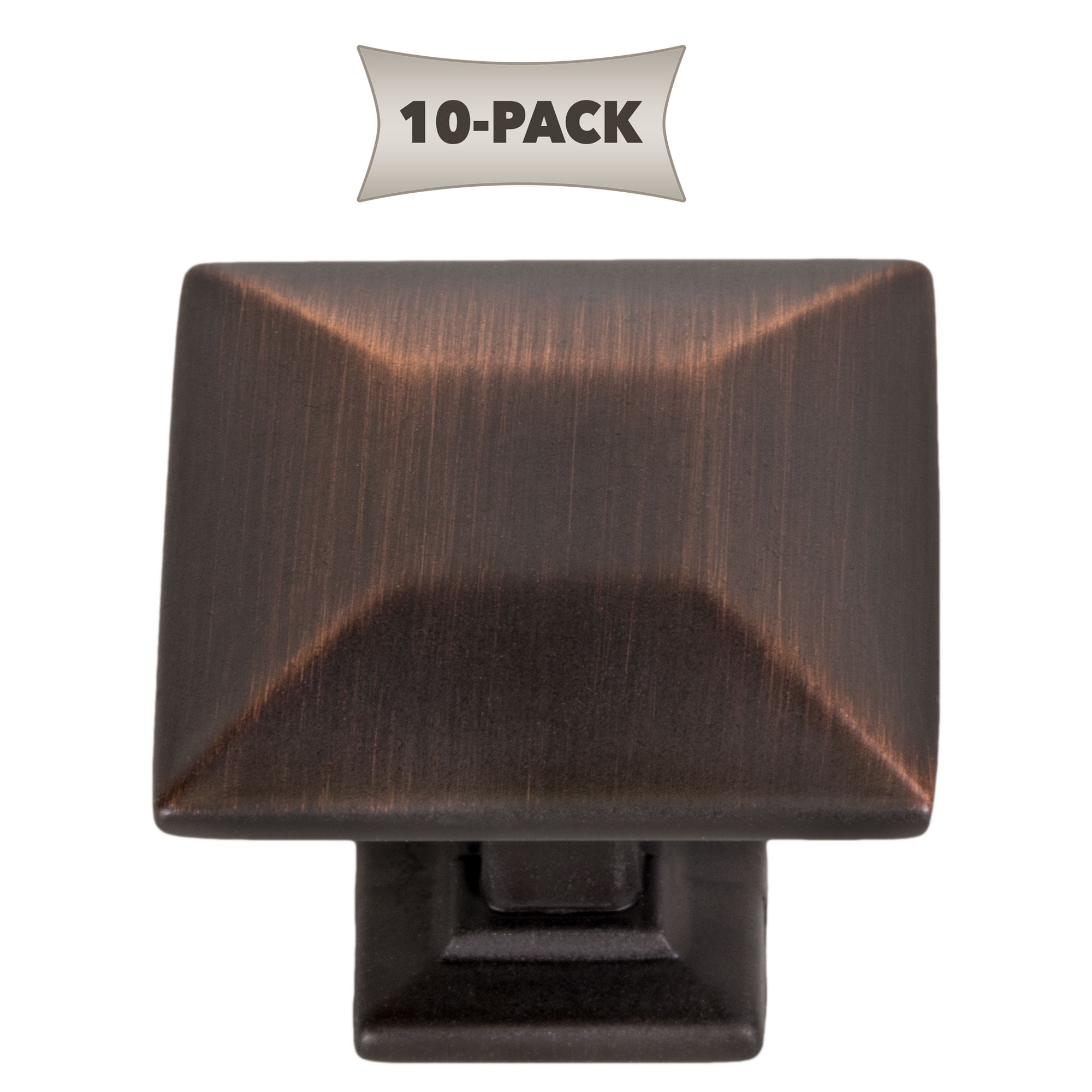 10 Pack Modern Pyramid Square Kitchen Cabinet Hardware Knob 1 1/4 Inch, Oil Rubbed Bronze