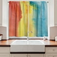 thumbnail image 2 of Ambesonne Watercolor Kitchen Curtains, Modern Painting Stains, 55"x39", Blue Yellow Dark Salmon, 2 of 3