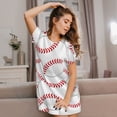 thumbnail image 3 of Yiaed Baseballs Print Women's Loose-Fit Short Sleeve Nightgown, Soft and Comfortable Sleep Dress for Relaxation and Sleepwear, 3 of 6
