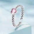 thumbnail image 4 of Heart Adjustable Ring 925 Sterling Silver Open Stackable Engagement Rings Pink Love Heart Cubic Zirconia Weave Ring Birthday Gifts for Women, 4 of 7