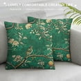 thumbnail image 3 of GOSMITH  Ink Painting Watercolor Birds Flowers Fruits Tree Green Decorative Lumbar Throw Pillow Cover Case Home Living Room Bed Sofa Car White, 3 of 5