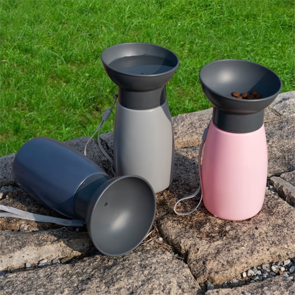 Pet Dog Water Bottle Hiking Puppy Portable Leakproof Drinking Bowls Leakproof Drinking Bowl for All Dog Breeds Greay