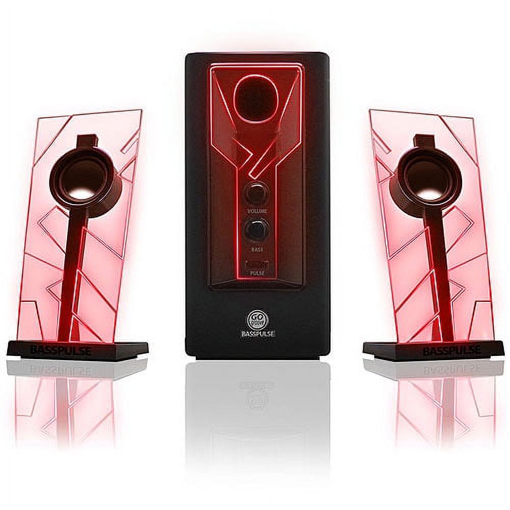 GOgroove BassPULSE Red LED Computer Speaker System with Powered Subwoofer for Desktops , Laptops , Tablets , MP3 Players , Home Theaters & More - image 2 of 8