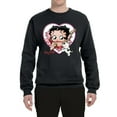 thumbnail image 2 of Wild Bobby, Betty Boop Heart Blowing Kiss Dog Betty Boop Unisex Crewneck Sweatshirt, Black, Small, 2 of 5