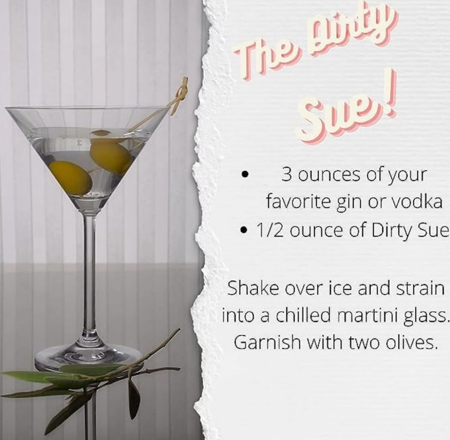 Dirty Sue Premium Olive Juice, Dirty Martini Mix, Cocktail Mixer, Olive Brine, Twice Filtered, Glass Bottle with Cork, 12.7 fl oz