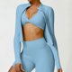 thumbnail image 3 of Camiseta de ejercicio para gimnasio para mujer, ropa deportiva de manga larga para Yoga, chaqueta con cremallera superior,, 3 of 5