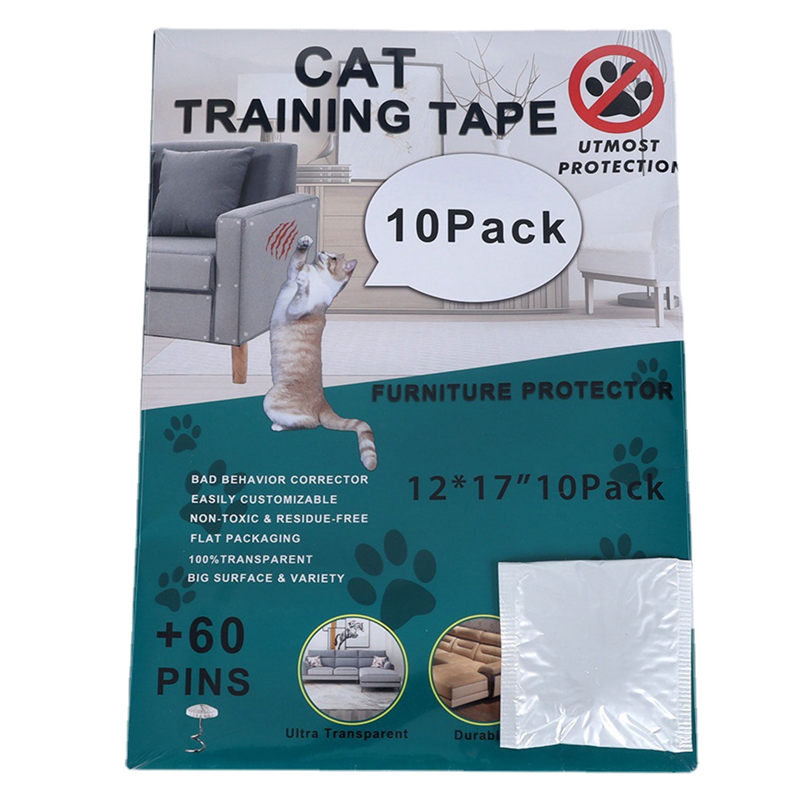 CHAOMA 10 Pack for Cat Scratch Deterrent Tape Pet Repellent for