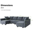thumbnail image 4 of Honbay Modern Upholstered Couch, U-Shape Convertible Sectional Sofa Set with Storage, Bluish Grey, 4 of 6