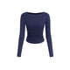 thumbnail image 1 of Remera PRETTYGARDEN de Manga Larga con Frunces, Crop Top Azul Marino M, 1 of 9