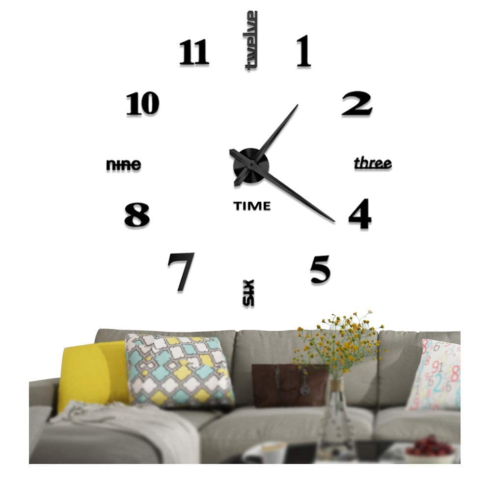 3d Diy Wall Clock 1m Modern Frameless Large Kit Decoration Home For Living Room Bedroom