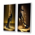 thumbnail image 3 of Designart "Champagne-Tinged Golden High Heel II" Fashion Framed Wall Art Set Of 2 - Gold Fashion Gallery Wall Frame Set For Home Decor, 3 of 7