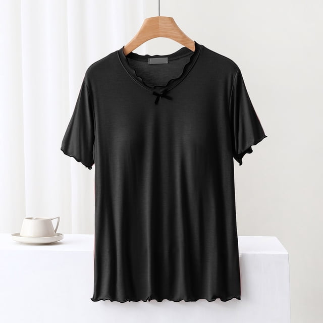 LSLJS Blouse Femme Unie Décontractée Mode Col Rond Régulière Sans Manches Vêtements de Nuit Hauts, Chemises de Pyjama