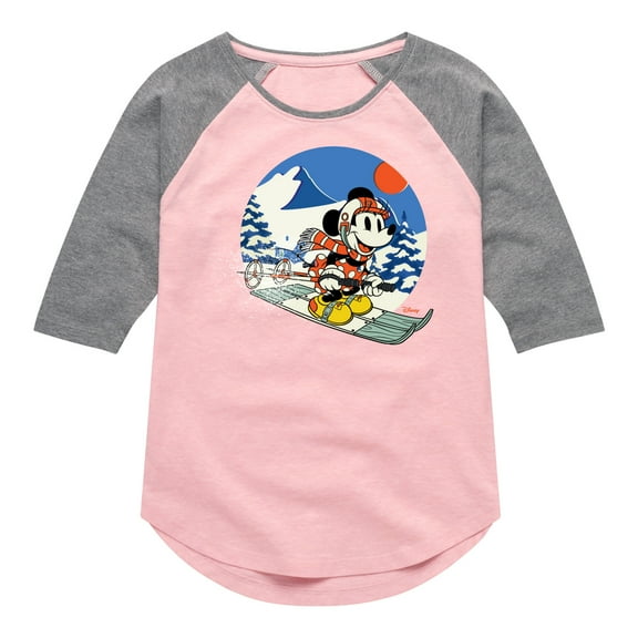 Disney - Minnie Ski - Toddler & Youth Girls Raglan Graphic T-Shirt