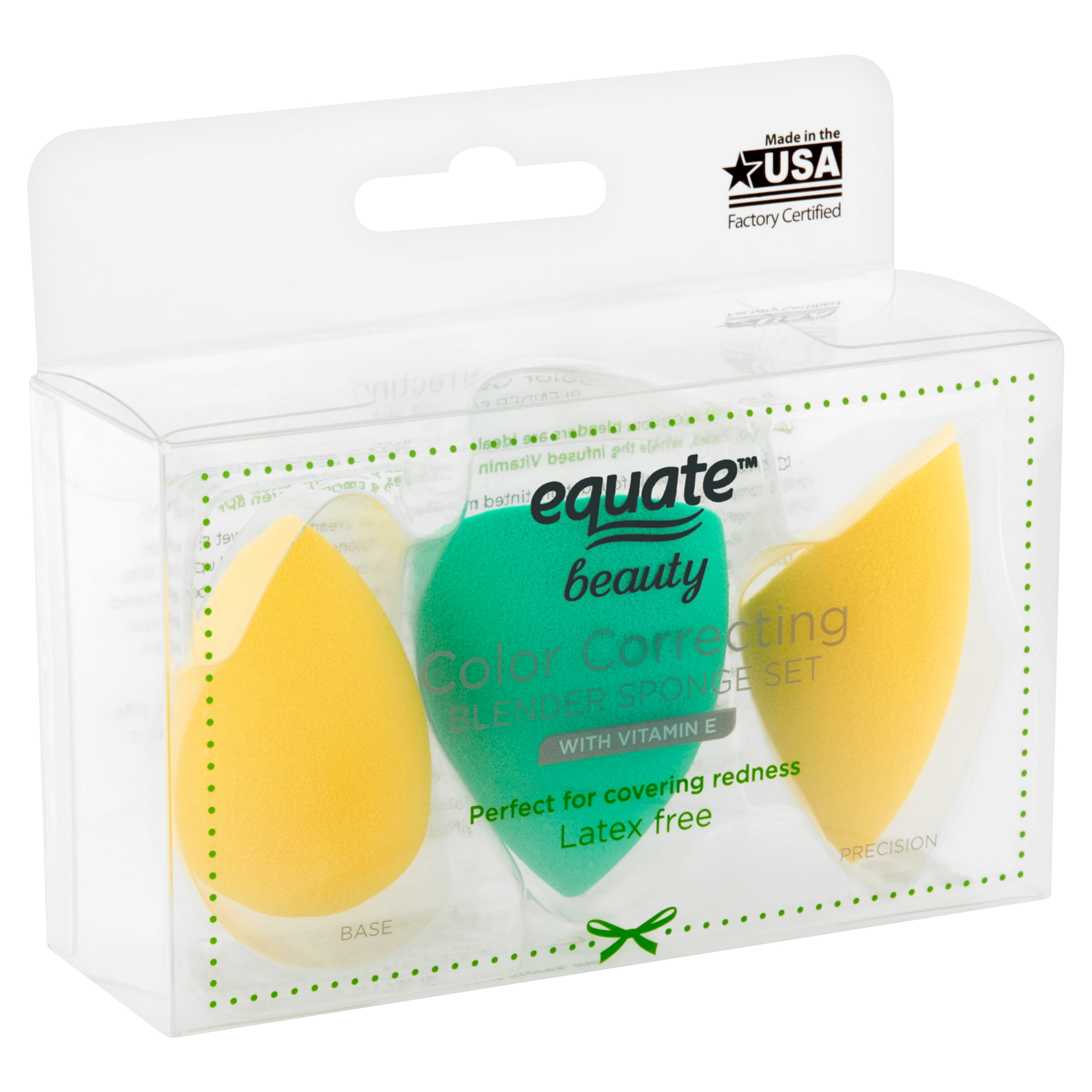 Equate Beauty Color Correcting Blender Sponge Set, 3 count Walmart