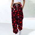 thumbnail image 2 of JGTDBPO Baggy Sweatpants for Women Drawstring Valentine'S Day Printed High Waist Casual Loose Joggers Y2K Warm Trousers with Pockets Sporty Athletic Bound Ankle Lounge Pants, 2 of 5