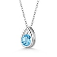 thumbnail image 2 of Gem Stone King 925 Sterling Silver Swiss Blue Topaz Teardrop Pendant Necklace for Women (0.65 Cttw, Gemstone November Birthstone, Round 5MM, with 18 inch Silver Chain), 2 of 4