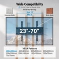 thumbnail image 5 of MountFTV Tilt TV Wall Mount Bracket Low Profile Fits 23-70 inch TVs, Holds up to 115lbs, Fits 8"/12"/16" Wood Stud, Max 400x400mm, 5 of 8