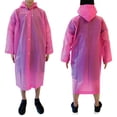 thumbnail image 5 of Unisex Adult Portable Raincoat Rain Poncho EVA Reusable with Hoods and Sleeves (Pink, 3 Pack), 5 of 7