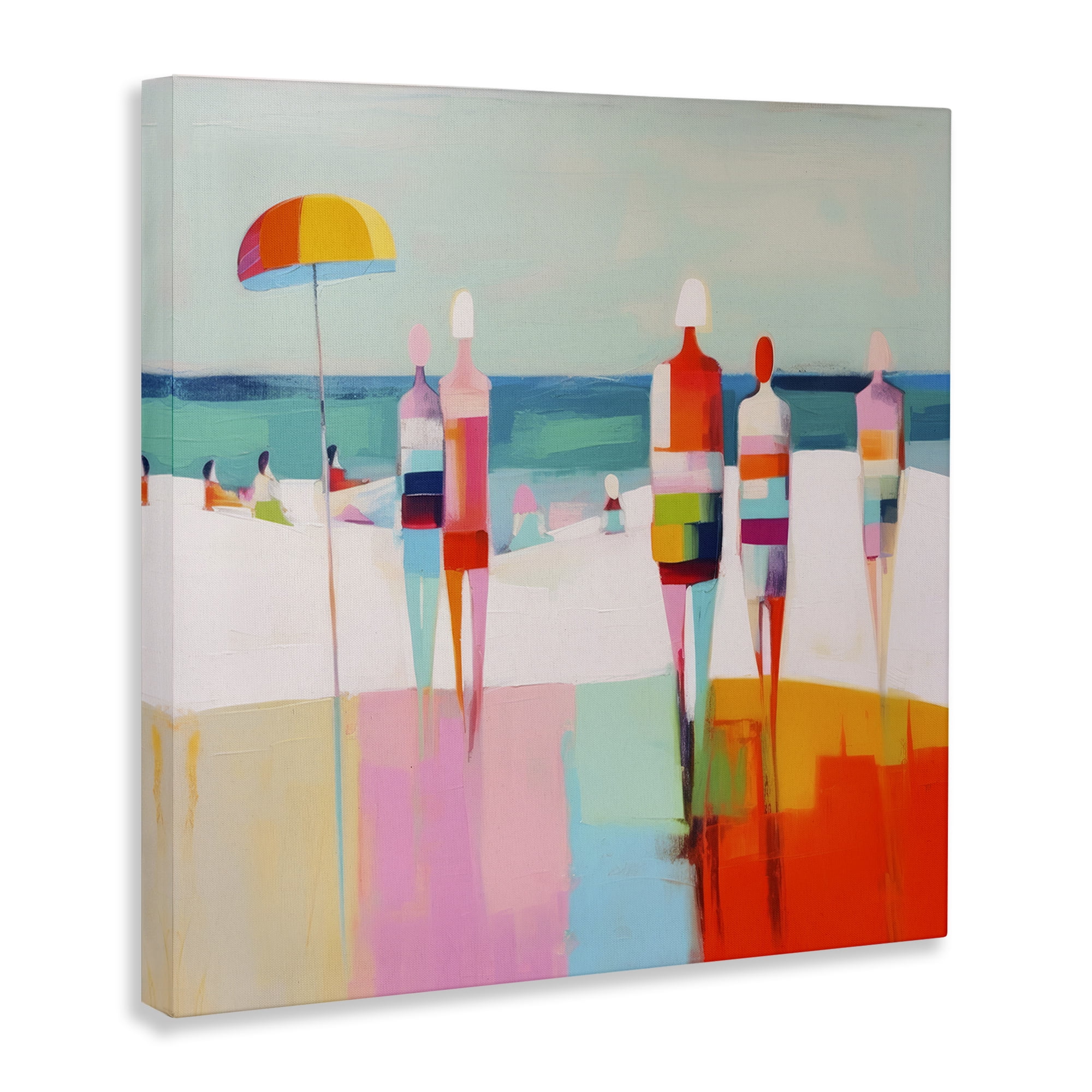 Stupell Industries Bold Modern Beachgoers Novelty Painting Gallery Wrapped Canvas Art Print Wall Art, 24 x 24