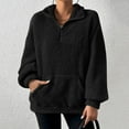thumbnail image 2 of Fiaer,Women's Sweatshirt Fuzzy Quarter Zip Cozy Hooded Pullover Soft Plus Size Tops 2025 Fall Trendy Clothes Black XL, 2 of 7