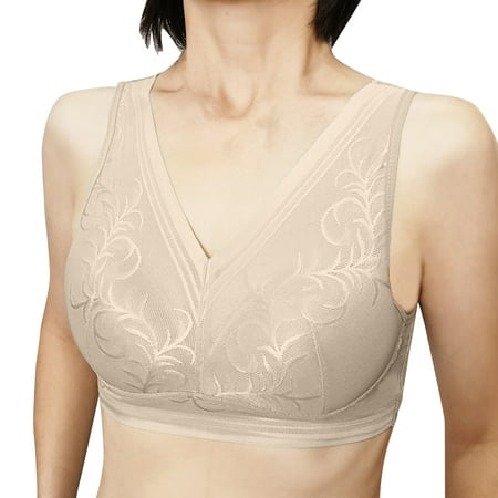 

TOWED22 Plus Size Bras For Women Women s Underwire Unlined Bra Minimizers Non-Padded Bra Full Coverage Lace Mesh Sheer Plus Size Bra Beige
