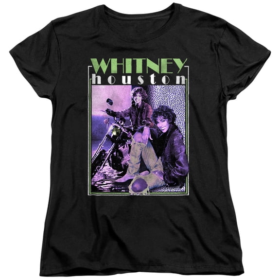 Whitney Houston Motorcycle Queen Women's T Shirt, Black, 2X-Large