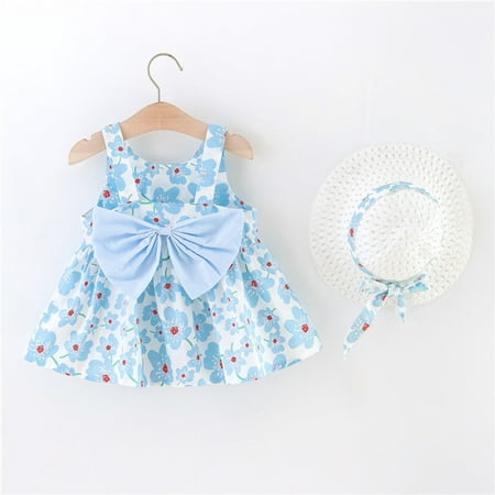 

PEASKJP Purple Dress Girls Summer Girls Children Flutter A-Line Chiffon Round Neckline Casual Dress Blue 12-18 Months