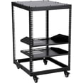 thumbnail image 1 of 15U Open Frame Server Rack – Adjustable 23"-40" Depth, Freestanding & Wall Mount IT Rack with Lockable Casters, 1u Shelf Included, 500Lbs Capacity for Network, Servers, AV Equipment, Router & Modem, 1 of 1