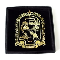 Nations Treasures Illinois State Landmarks Brass Ornament, Intricate, Christmas Collection