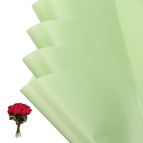 Uxcell Flower Gift Wrapping Paper, Waterproof Bouquet Paper Solid Color Wrap Green 20 Sheets