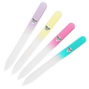 Glass Files for Nails, Glass Fingernail Files for Professional Manicure Nail Care, Gentle Precision Filing, Expertly Shape Nails & Enjoy a Smooth Finish - Bona Fide Beauty 4-Piece Pastel Premium Czech