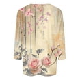 thumbnail image 4 of CYMMPU T-Shirts 3/4 Sleeve Summer Fashion Shirts Crew Neck Blouses for Women Dressy Casual Spring Tops Floral Printed Loose Fit Lightweight Basic T-Shirts Pink S, 4 of 5