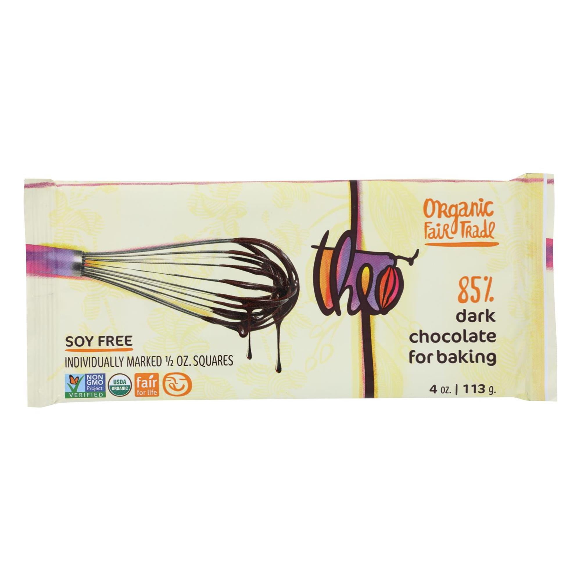Theo Chocolate 85% Pure Dark Baking Chocolate Bars, 4 Oz