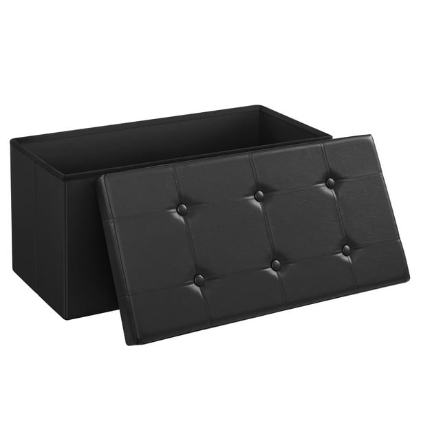 SONGMICS 30" Storage Ottoman Bench Folding Footrest Ottoman with Storage Black