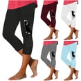 thumbnail image 5 of Quinlirra Womens Capri Pants Clearance Under 5$ Women's Fashion Solid Color Cute Cats Print Leggings With Yoga Sport Elastic Pants, 5 of 5